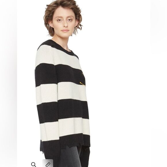 Sandrine Rose x Recycled Karma Anchor Cashmere Sweater - Black and White Stripes - Picture 3 of 11